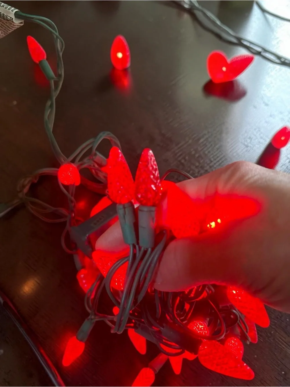 Red LED Christmas Lights String – Partial Working Strand C6 Style Bulbs Holiday